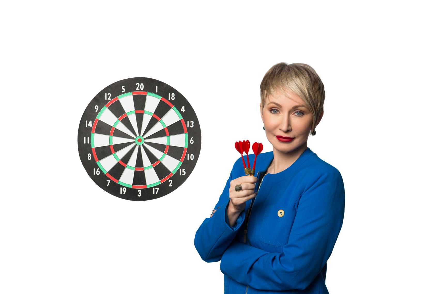 Personal Branding Photography of Woman with Dart Board and Darts