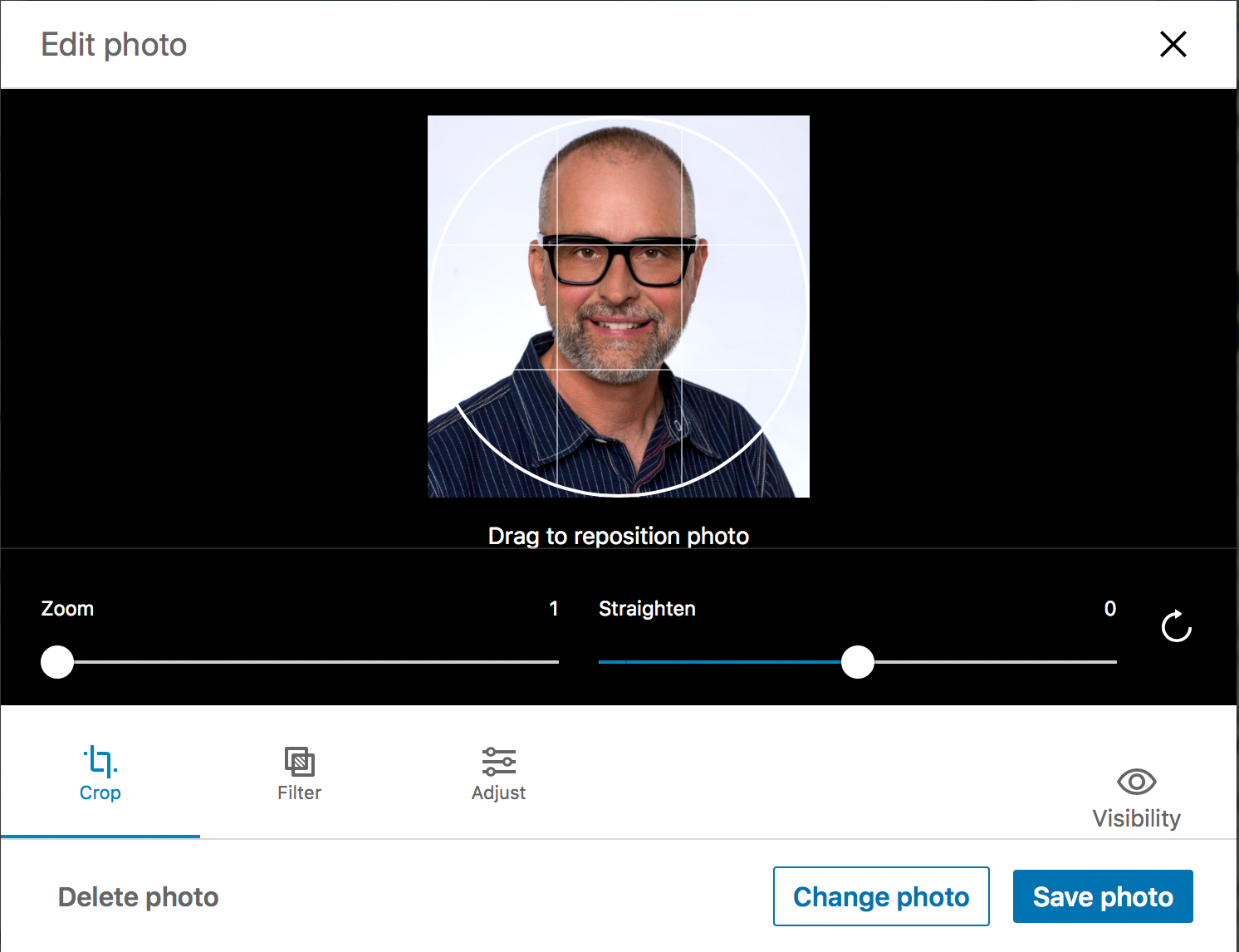 LinkedIn Dialog Box for Profile Photos 