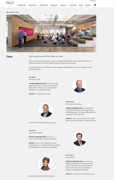 Pivot Website Company Team Page